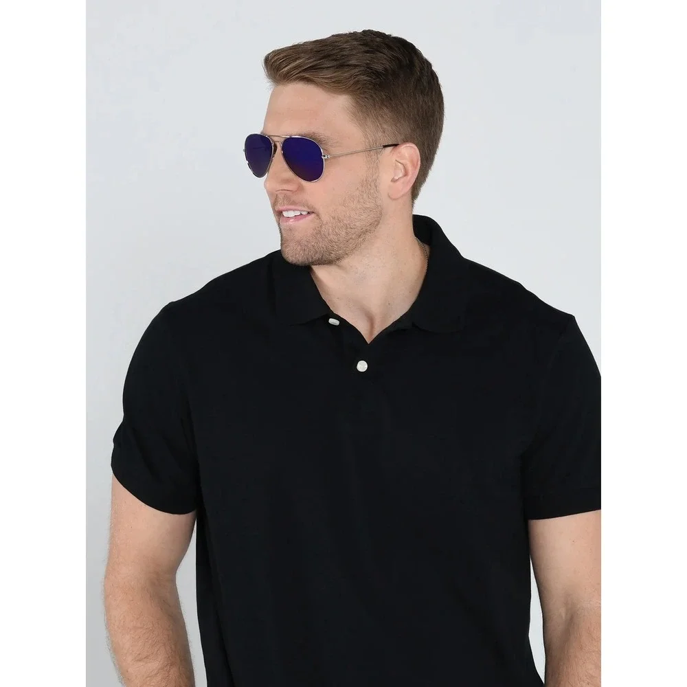 Foster Grant Sunglasses Men Polarized Aviator Silver Blue Mirrored‎ SR1124 FF09